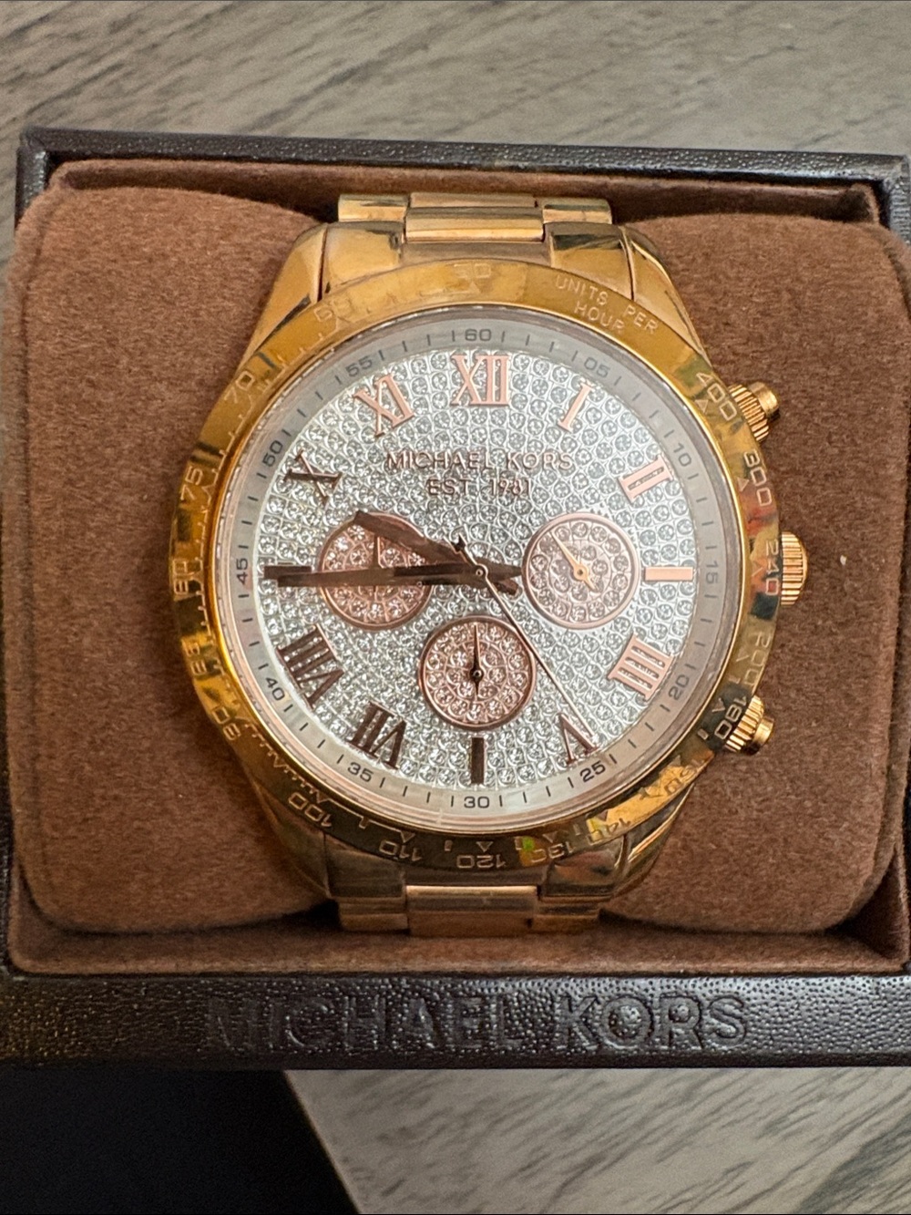 Micheal Kors Gold watch with Rhinestone face